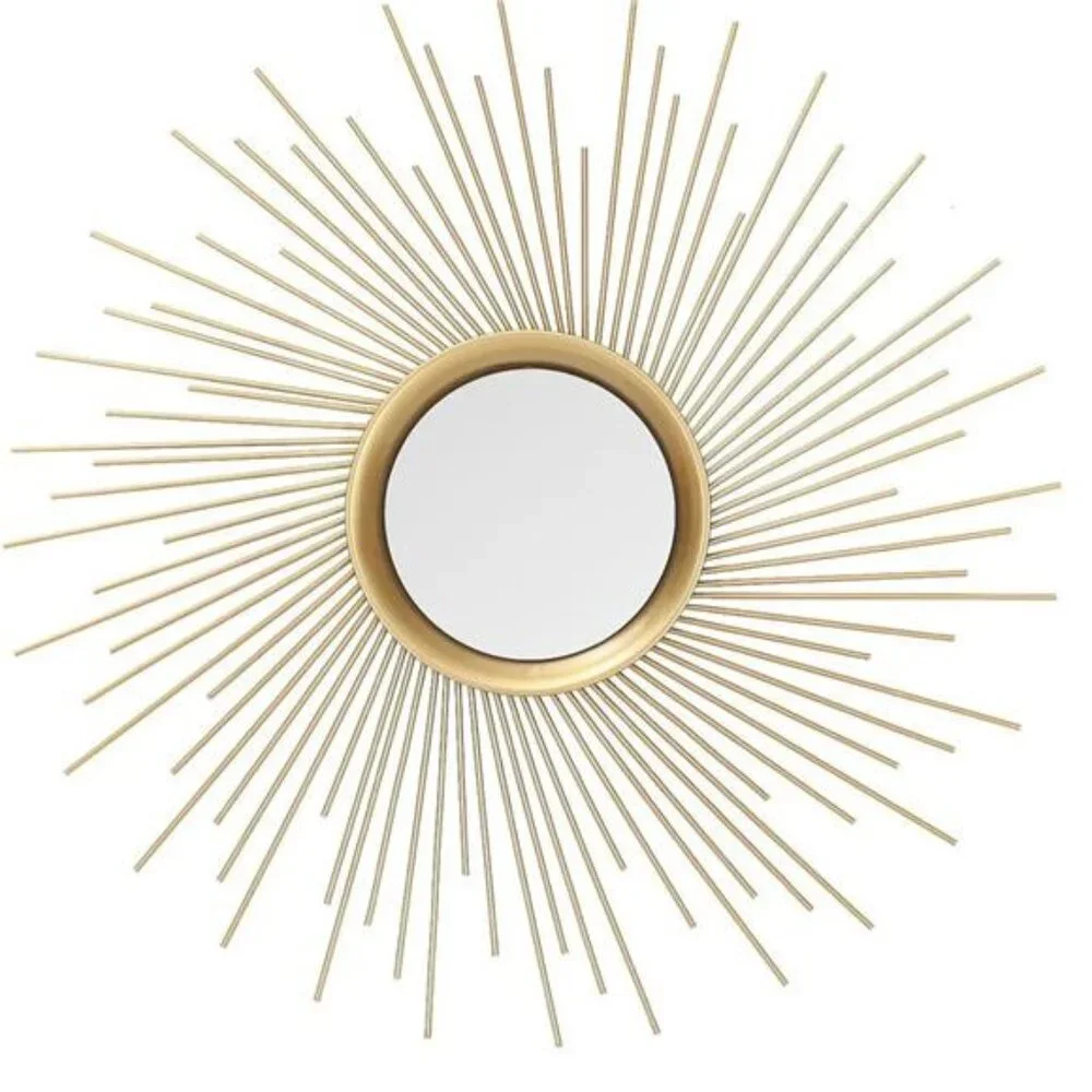 NEW West Elm Gold Retro Starburst Mid-Century Modern Hanging Wall Mirror - 25